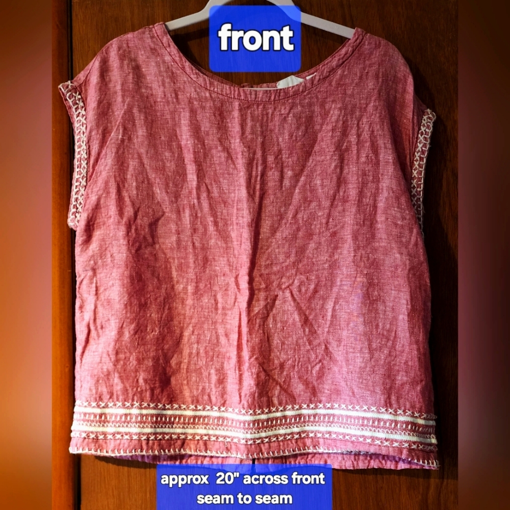 Sigrid Olsen Linen Embroidered Top XS